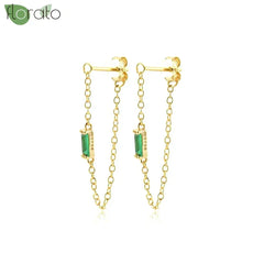 925 Sterling Silver Needle Luxury Green Crystal CZ Earrings 2023 New Gold Small Hoop Earrings for Women Fashion Puncture Jewelry