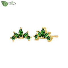 925 Sterling Silver Needle Luxury Green Crystal CZ Earrings 2023 New Gold Small Hoop Earrings for Women Fashion Puncture Jewelry