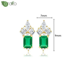 925 Sterling Silver Needle Luxury Green Crystal CZ Earrings 2023 New Gold Small Hoop Earrings for Women Fashion Puncture Jewelry