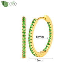 925 Sterling Silver Needle Luxury Green Crystal CZ Earrings 2023 New Gold Small Hoop Earrings for Women Fashion Puncture Jewelry