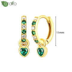 925 Sterling Silver Needle Luxury Green Crystal CZ Earrings 2023 New Gold Small Hoop Earrings for Women Fashion Puncture Jewelry