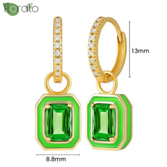 925 Sterling Silver Needle Luxury Green Crystal CZ Earrings 2023 New Gold Small Hoop Earrings for Women Fashion Puncture Jewelry