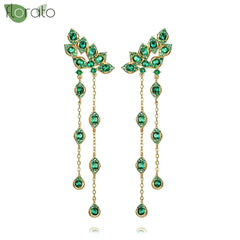 925 Sterling Silver Needle Luxury Green Crystal CZ Earrings 2023 New Gold Small Hoop Earrings for Women Fashion Puncture Jewelry